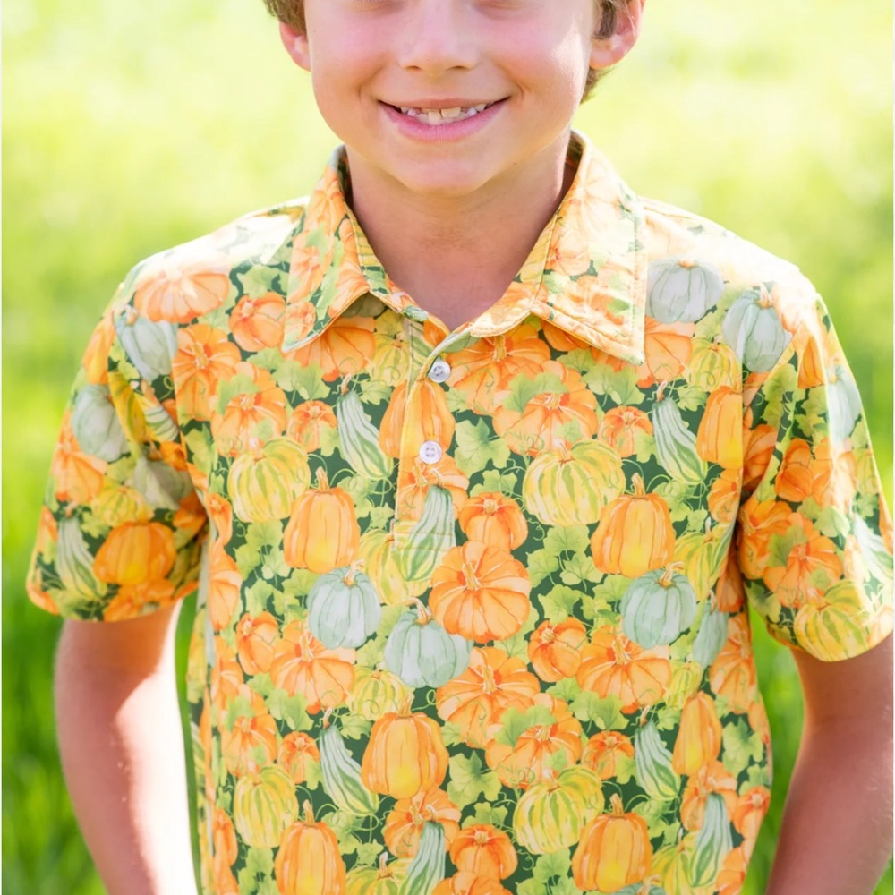 Blue quail polo Kids Pumpkin Print Shirt